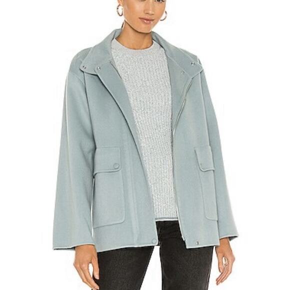 Theory Wool And Cashmere Utility Outwear Coat in Eggshell Blue Size S - Picture 1 of 11
